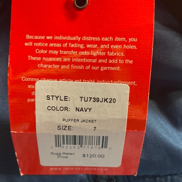 NWT True Religion Puffer $120 Jacket - Picture 15 of 15